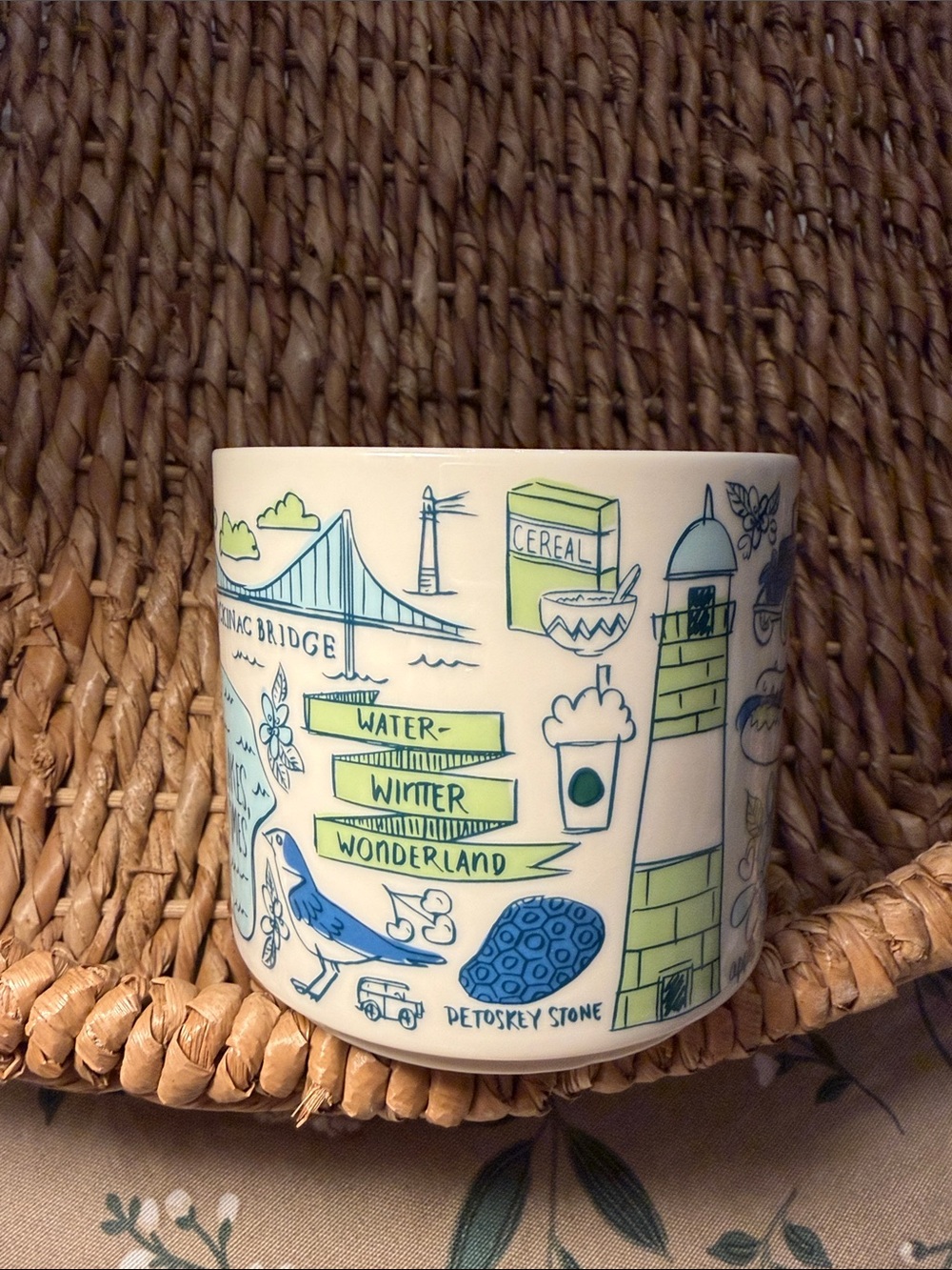 Starbucks Michigan Blue & Green Ceramic Coffee Mug 14oz - Picture 3 of 5